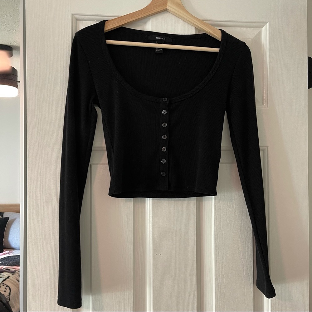 button detail long sleeve top